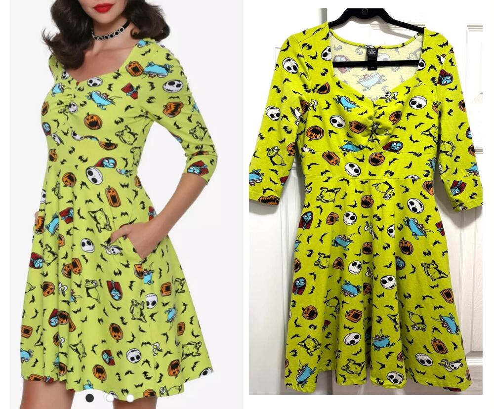 Hot Topic Size M Disney Nightmare Before Christmas Retro Fit n Flare Dress Jack